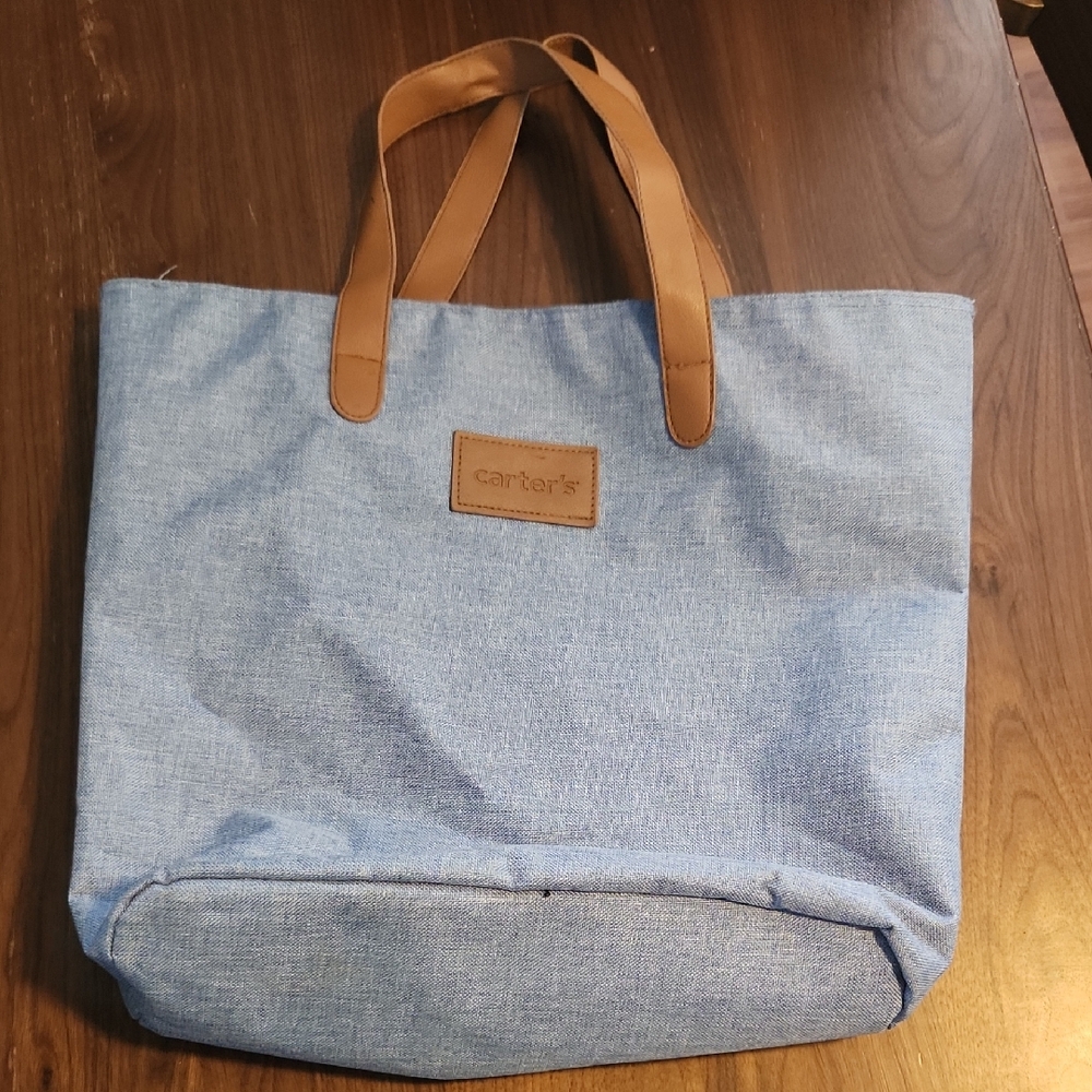 Carter's Blue Tote Bag with Tan Handles